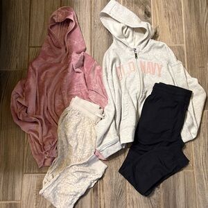 Old Navy Light Gray Hoodie with Pink Lettering